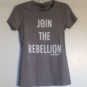NWT Join the Rebellion T-Shirt Star Wars Gray Sz S